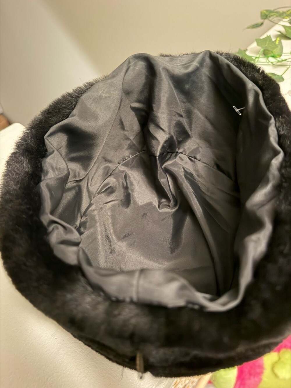 Turtle Fur Black Faux Fur Winter Hat Pillbox Bucket Hat Made in USA - Picture 6 of 8